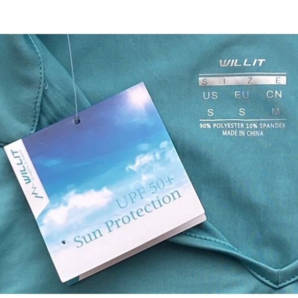 NWT ~ WILLIT Blue Quick Dry UPF 50 Sun Protection Activewear Top ~ Women's SMALL - Picture 10 of 11